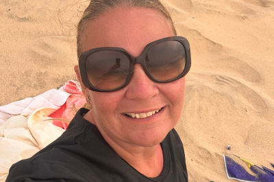 Foster carer Michelle at the beach
